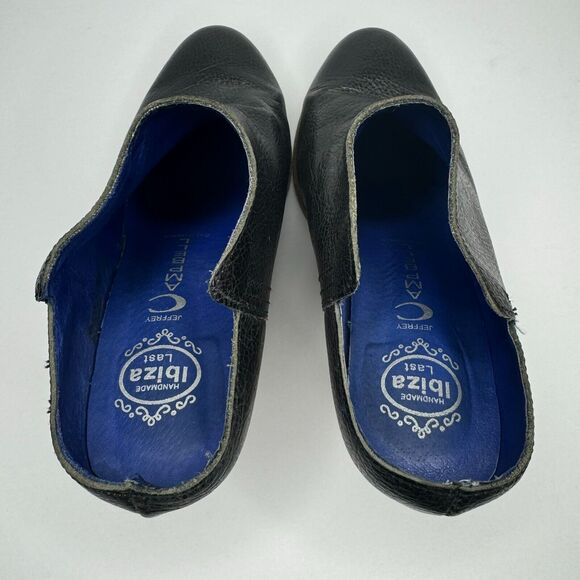 Jeffery Campbell Bootie Womens 6 Black Leather Mule Slip On Block Heel Ibiza - Picture 8 of 11